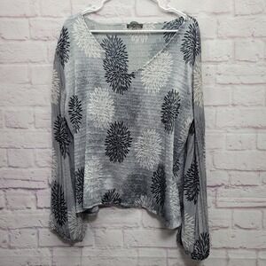 Belissimo New York Floral Tunic Peasant Blouse Sz 2X Flowy Boho‎ Cottage Fairy